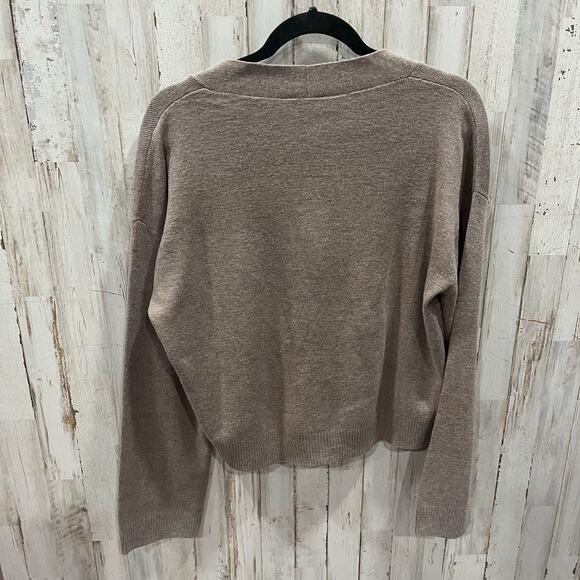 H&M Brown Boxy Cropped 3 Button Cardigan Small Academia Preppy Minimalist - Picture 4 of 6